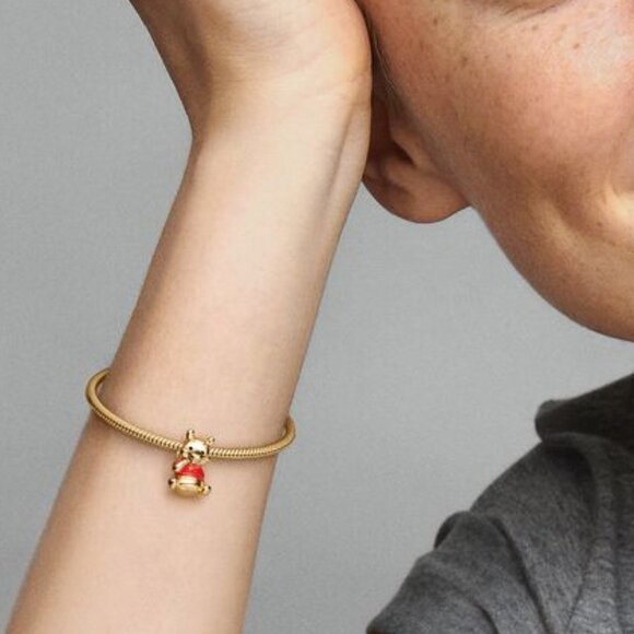 Disney Pandora Winnie the Pooh Bear Charm Gold plated - Picture 5 of 13